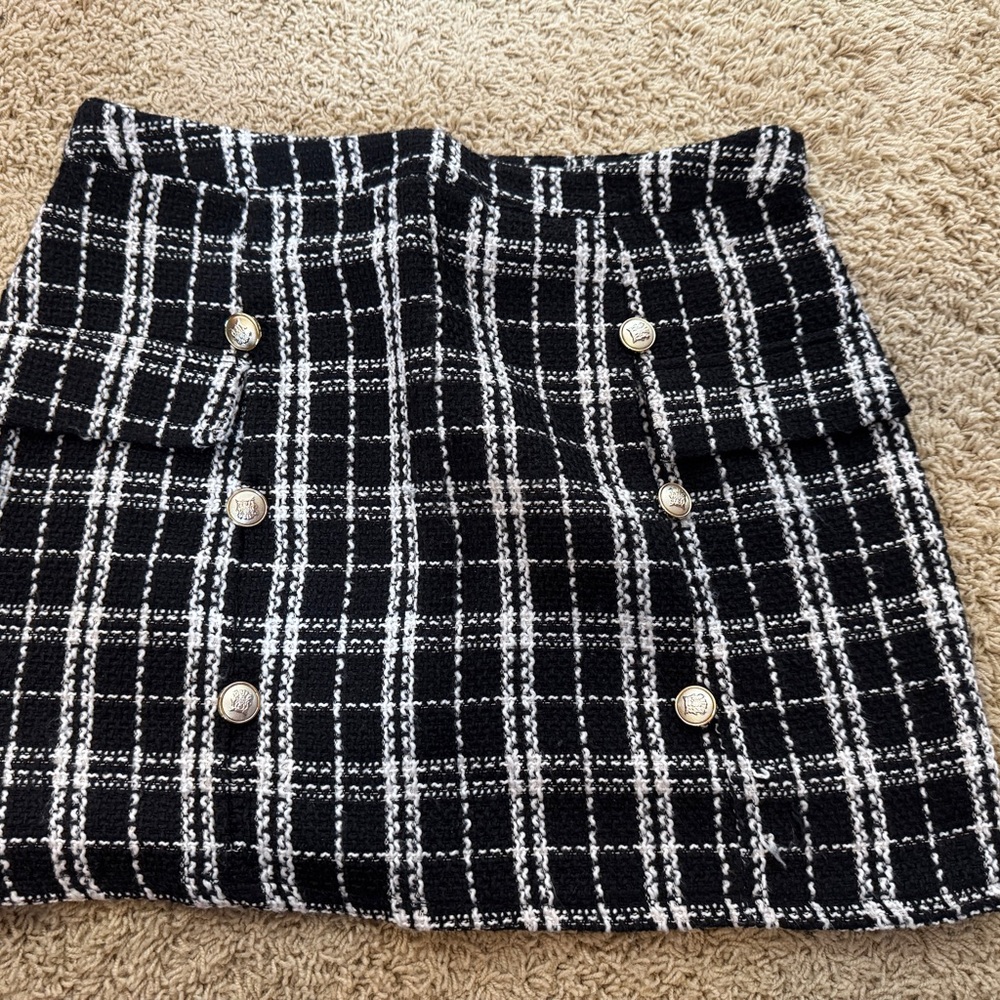 Plaid Black and White Women's Skirt